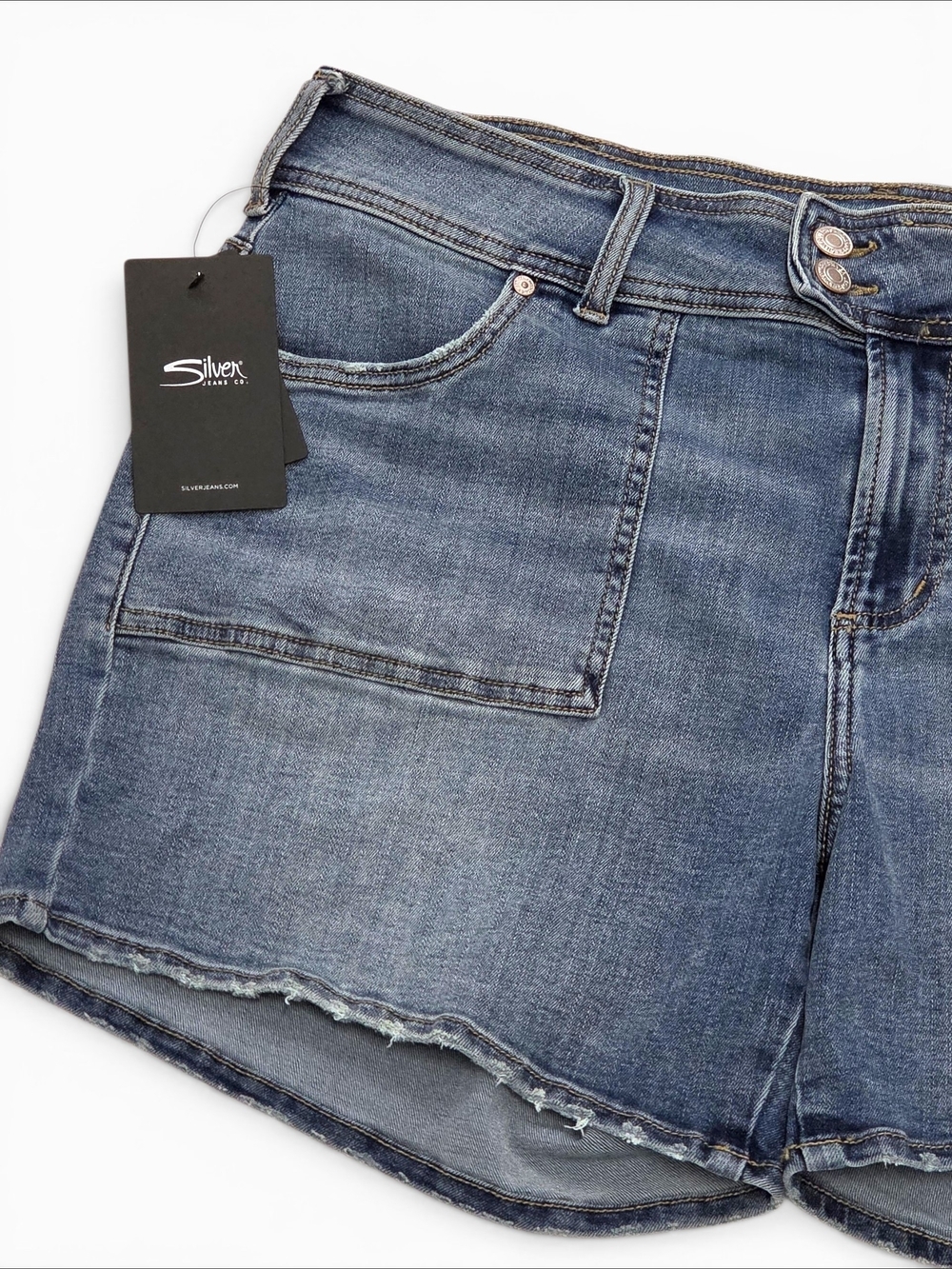 NWT Silver Jeans Co Suki Curvy Mid Rise Denim Shorts Indigo Blue Size 16W - Picture 4 of 14